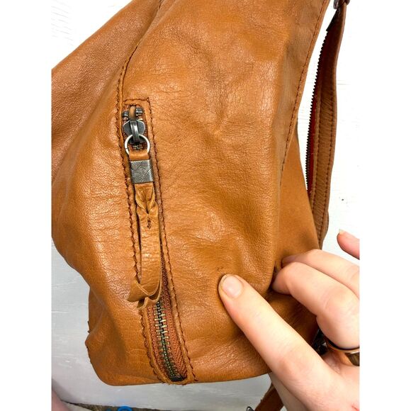 The Sak Leather Convertible Backpack Sling Bag Tan Brown Zip Closure Boho Purse - Picture 13 of 16